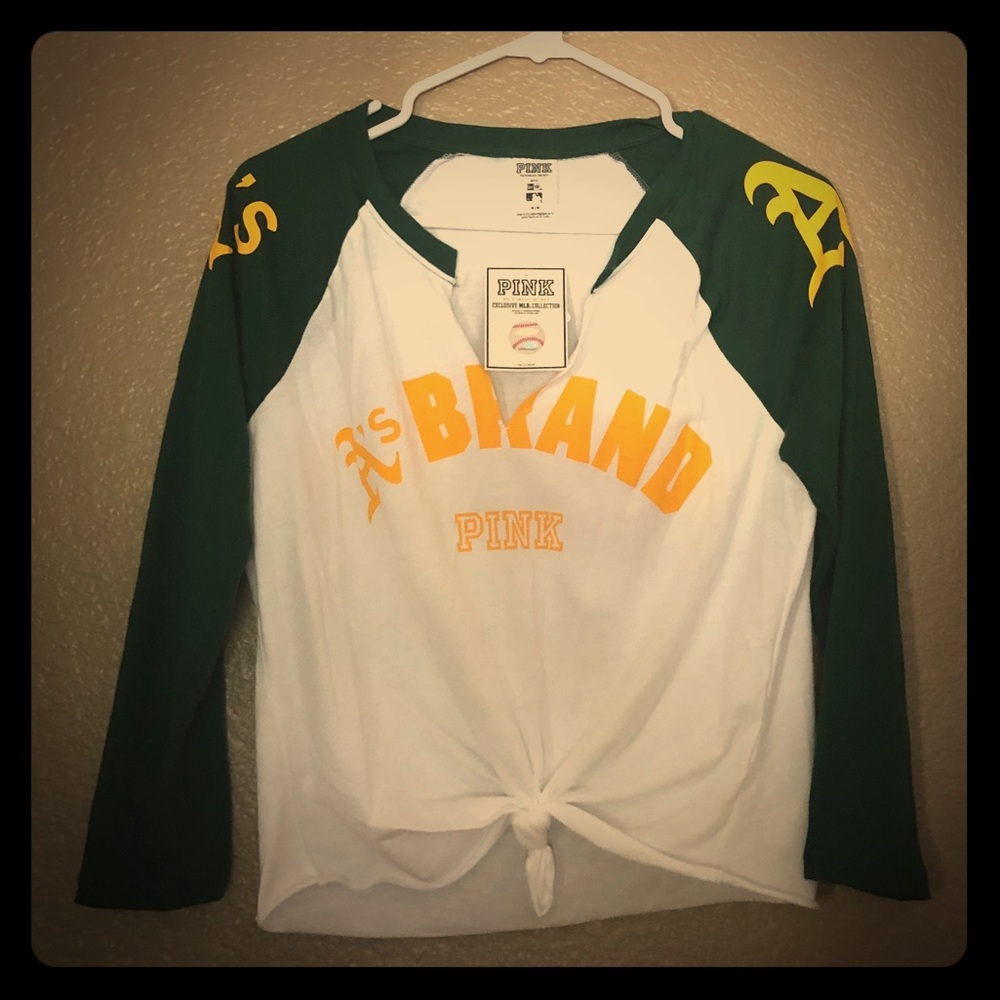 Oakland Athletics three quarter sleeve shirt.